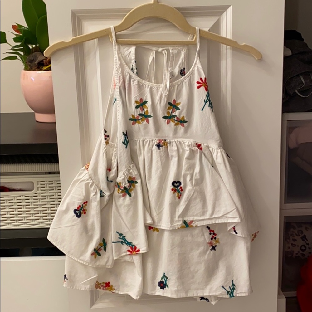 Zara white tank top with colorful flowers